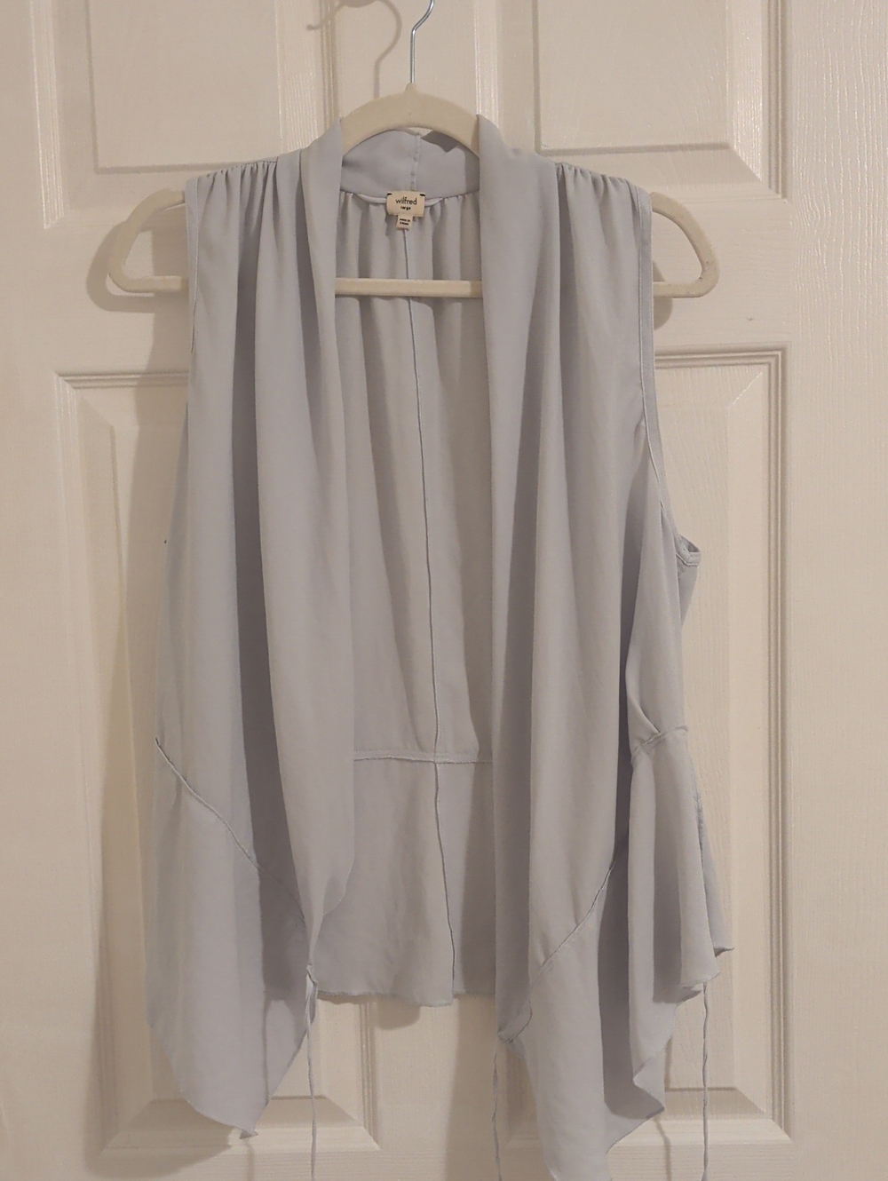 Wilfred Light Blue Draped Sleeveless Open Front Vest
